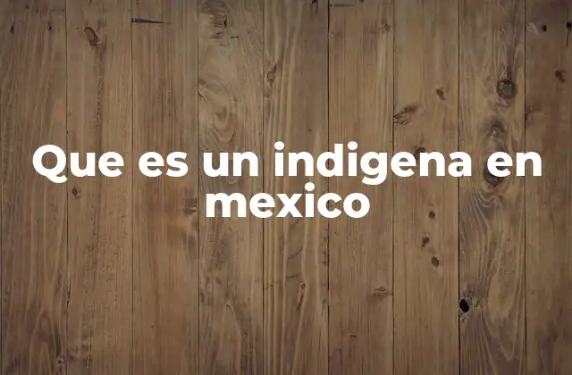 Que es un Indigena en Mexico