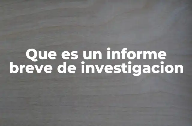 Que es un Informe Breve de Investigacion