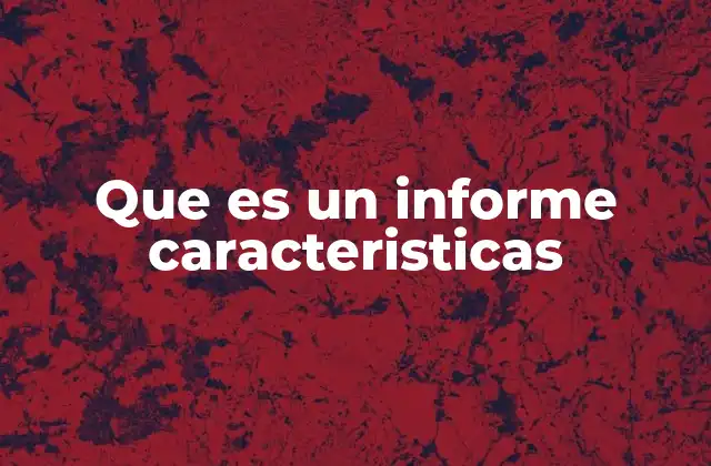 Que es un Informe Caracteristicas