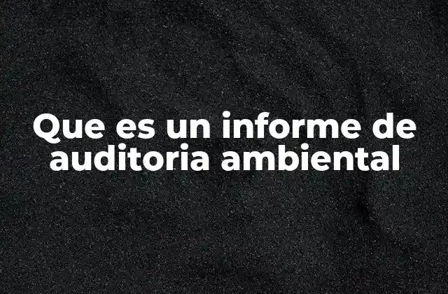 Que es un Informe de Auditoria Ambiental
