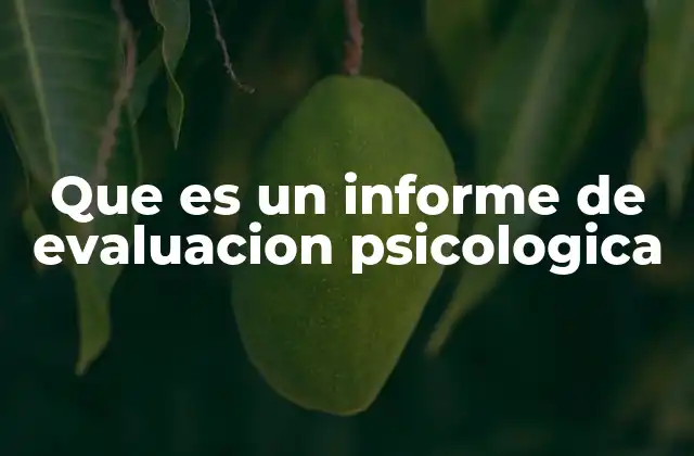 Que es un Informe de Evaluacion Psicologica