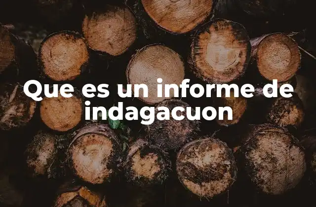 Que es un Informe de Indagacuon