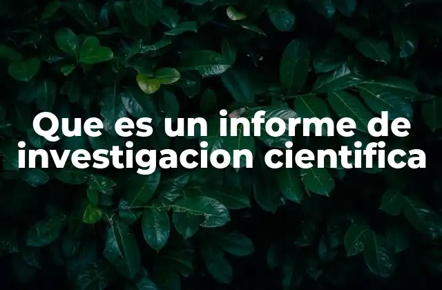 Que es un Informe de Investigacion Cientifica