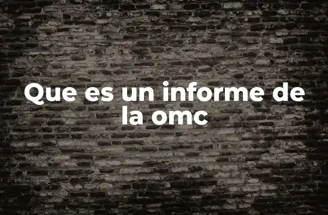 Que es un Informe de la Omc