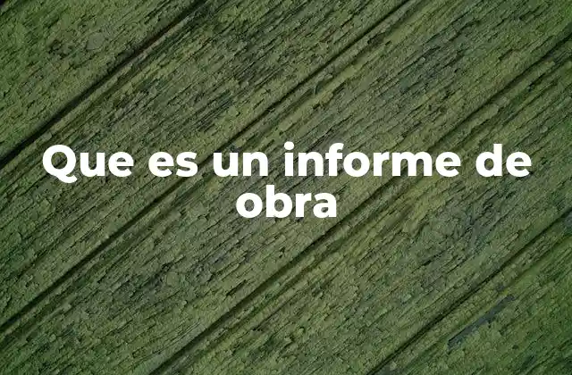 Que es un Informe de Obra
