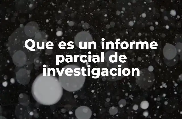 Que es un Informe Parcial de Investigacion