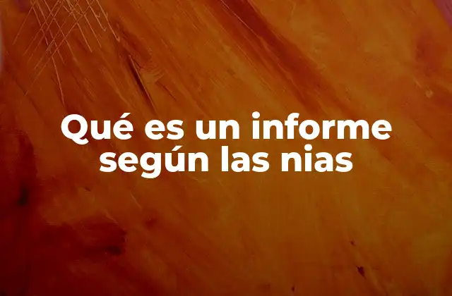 Qué es un Informe según las Nias