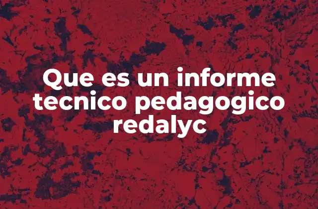 Que es un Informe Tecnico Pedagogico Redalyc