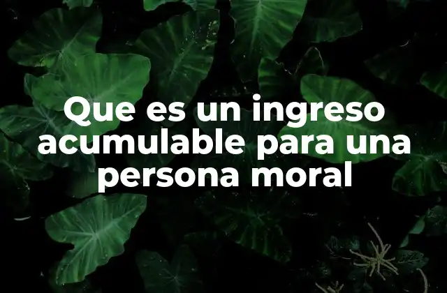 Que es un Ingreso Acumulable para una Persona Moral