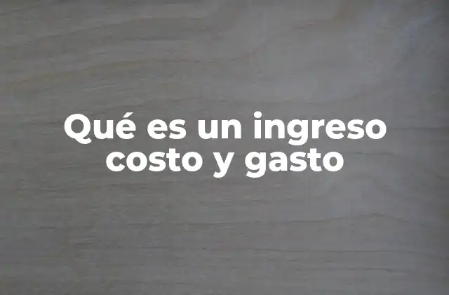 Qué es un Ingreso Costo y Gasto
