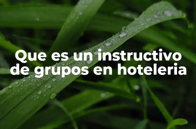 Que es un Instructivo de Grupos en Hoteleria