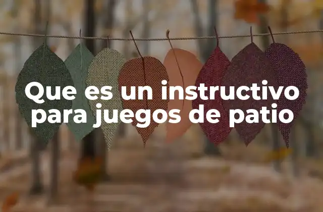 Que es un Instructivo para Juegos de Patio