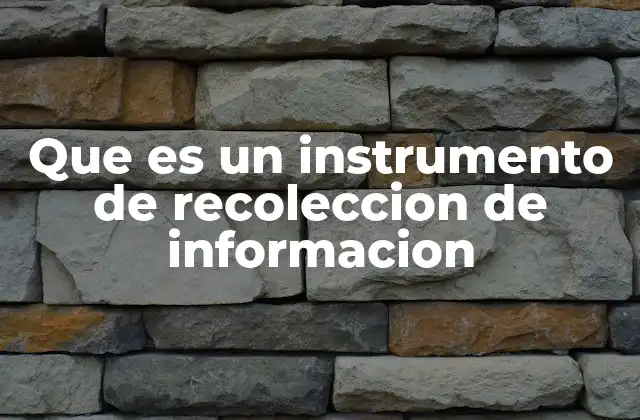 Que es un Instrumento de Recoleccion de Informacion