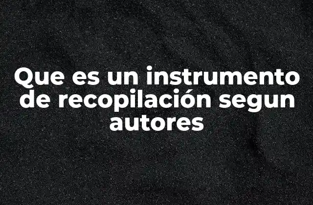 Que es un Instrumento de Recopilación Segun Autores