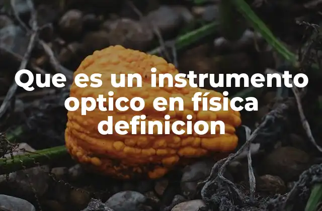 Que es un Instrumento Optico en Física Definicion