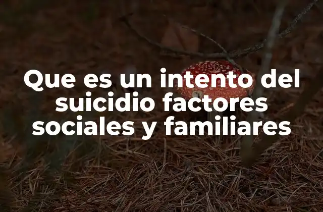 Que es un Intento Del Suicidio Factores Sociales y Familiares