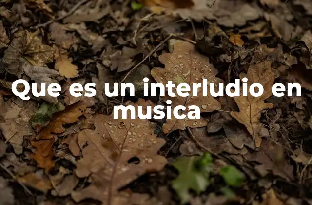 Que es un Interludio en Musica