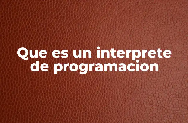 Que es un Interprete de Programacion