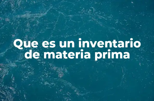 Que es un Inventario de Materia Prima