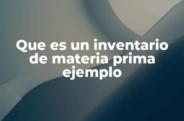 Que es un Inventario de Materia Prima Ejemplo