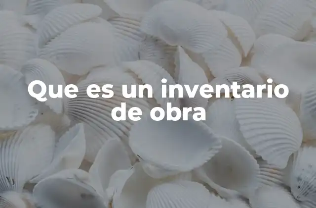 Que es un Inventario de Obra