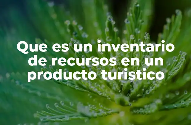 Que es un Inventario de Recursos en un Producto Turistico