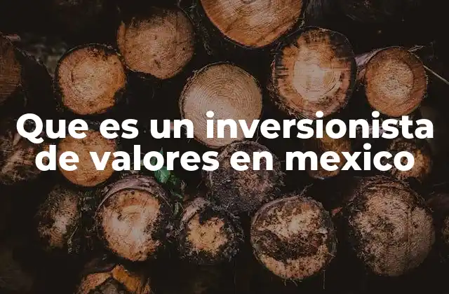Que es un Inversionista de Valores en Mexico