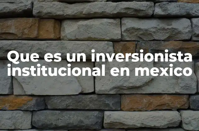 Que es un Inversionista Institucional en Mexico