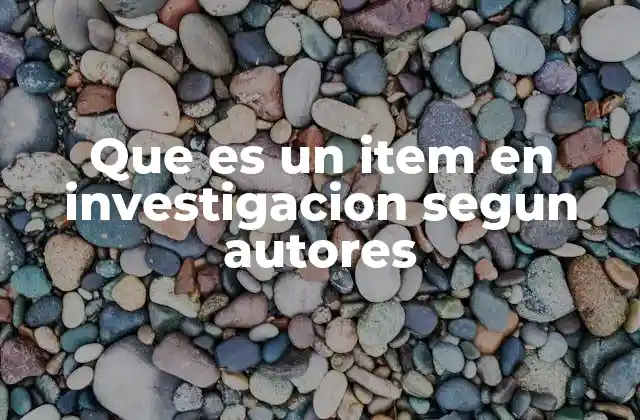 Que es un Item en Investigacion Segun Autores