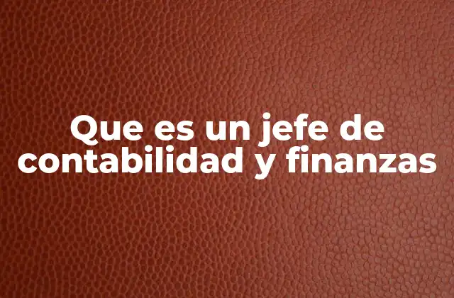 Que es un Jefe de Contabilidad y Finanzas