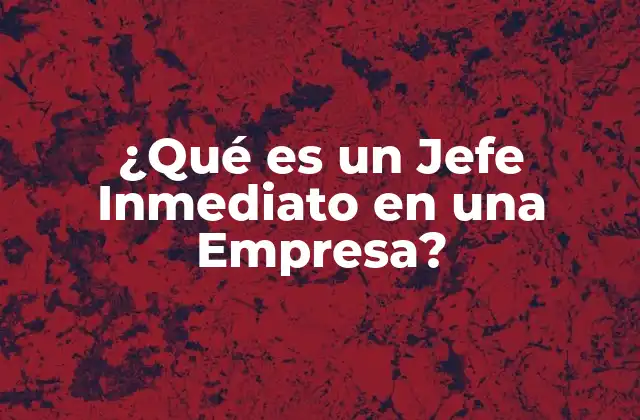 ¿qué es un Jefe Inmediato en una Empresa?