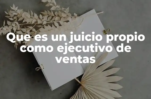 Que es un Juicio Propio como Ejecutivo de Ventas