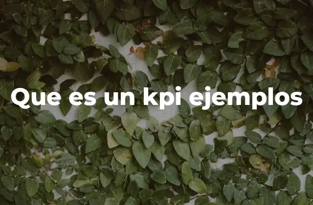 Que es un Kpi Ejemplos