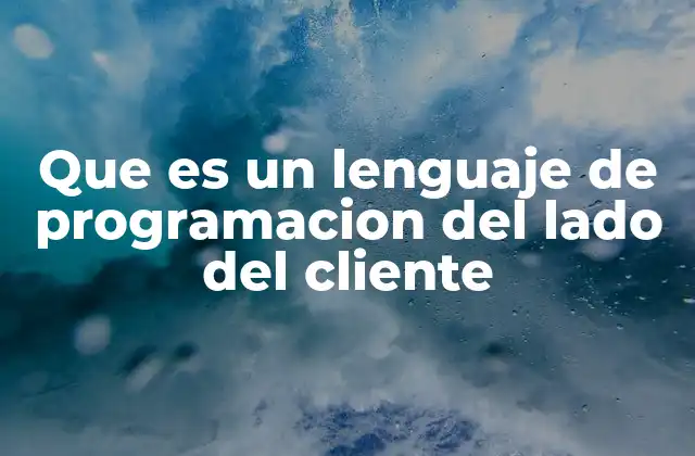 Que es un Lenguaje de Programacion Del Lado Del Cliente