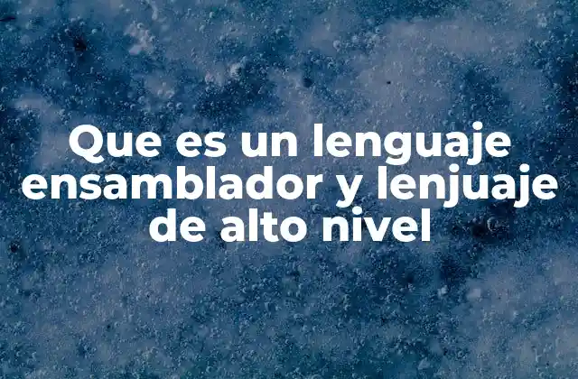 Que es un Lenguaje Ensamblador y Lenjuaje de Alto Nivel