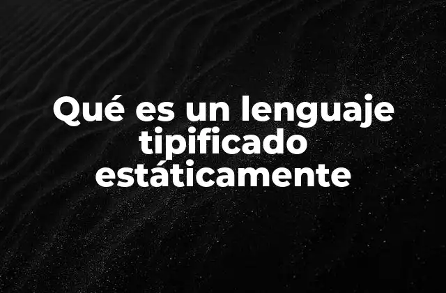 Qué es un Lenguaje Tipificado Estáticamente