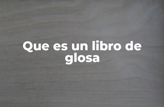 Que es un Libro de Glosa