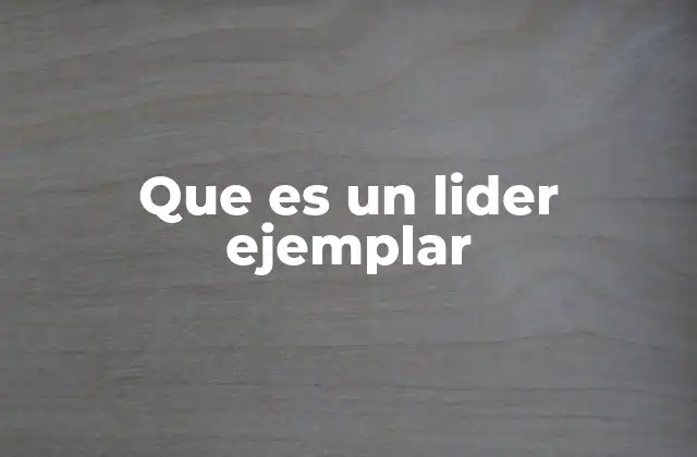 Que es un Lider Ejemplar