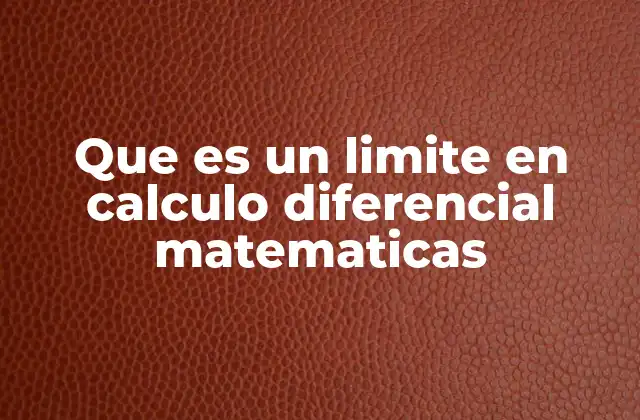 Que es un Limite en Calculo Diferencial Matematicas