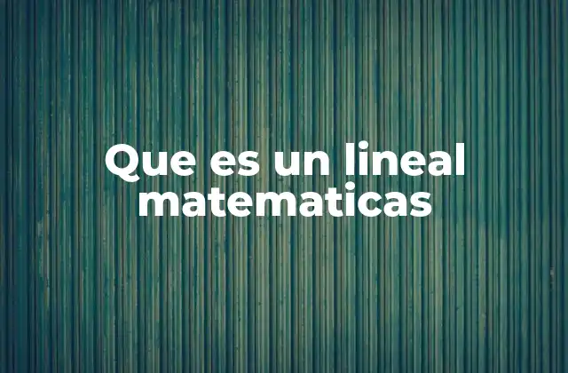 Que es un Lineal Matematicas