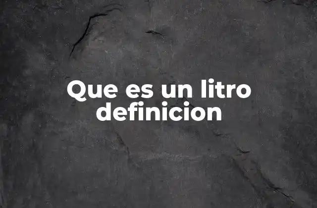 Que es un Litro Definicion