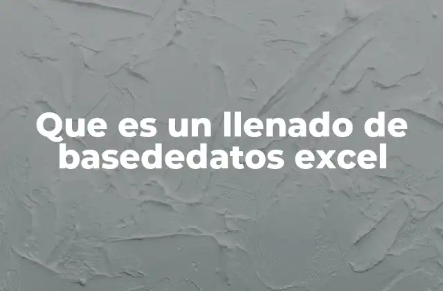 Que es un Llenado de Basededatos Excel