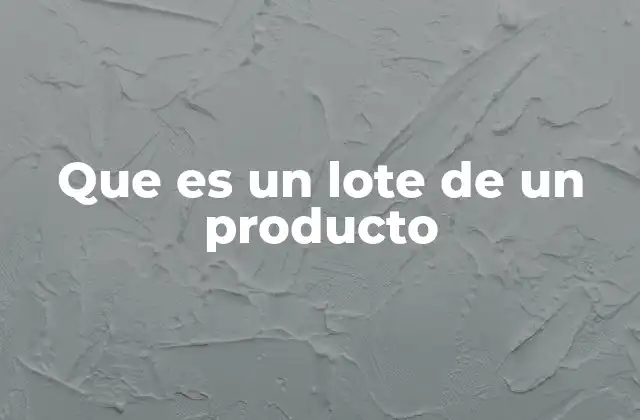 Que es un Lote de un Producto