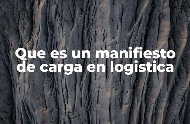 Que es un Manifiesto de Carga en Logistica
