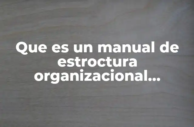 Que es un Manual de Estroctura Organizacional Concepto