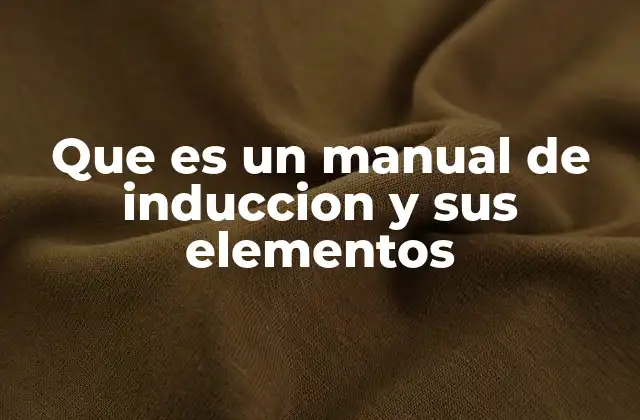 Que es un Manual de Induccion y Sus Elementos