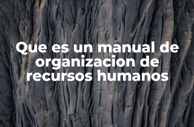 Que es un Manual de Organizacion de Recursos Humanos