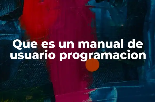 Que es un Manual de Usuario Programacion