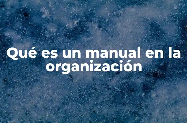 Qué es un Manual en la Organización