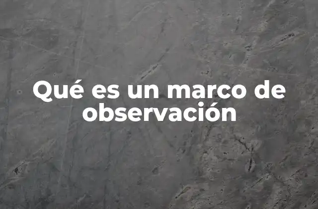 Qué es un Marco de Observación
